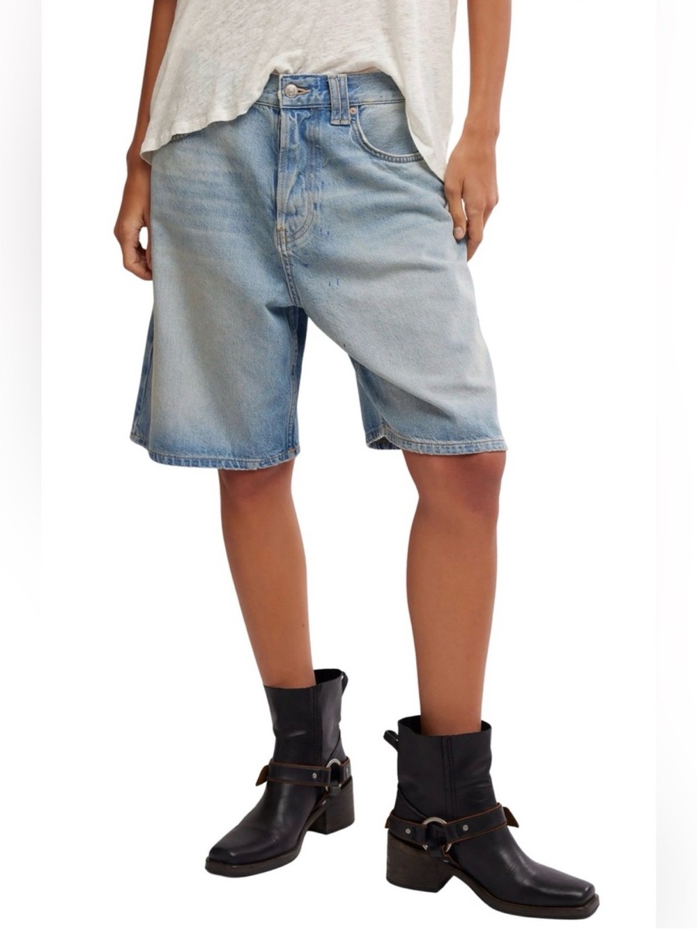 Free People Light Blue Denim Bermuda Shorts